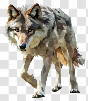 Cool Wolf - Geometric Illustration Of A Gray Wolf Transparent PNG