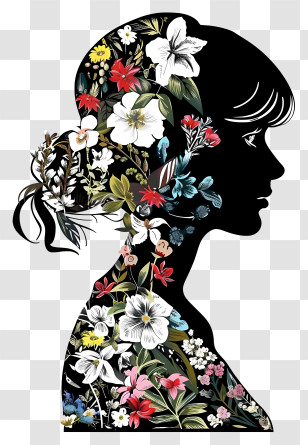 Decal Taylor Swift Silhouette - Floral Silhouette Of A Woman Transparent PNG