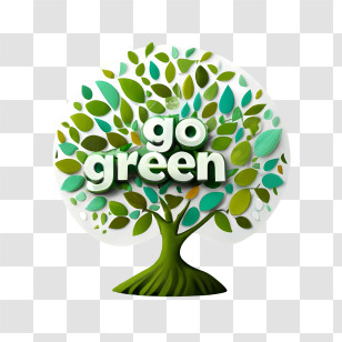 Go Green - Go Green Text With Stylized Tree Transparent PNG