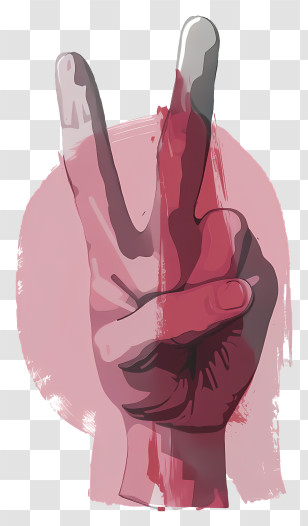 Two Fingers Raised Up - Red Peace Sign Hand Gesture Transparent PNG