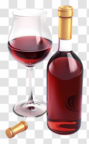 Wine - Bottle Of Red Wine With Glass For Elegant Occasions Transparent PNG