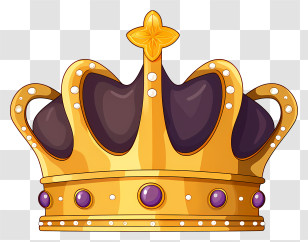 Crown - Golden Crown With Purple Jewel Accents Transparent PNG
