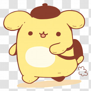 Pompompurin - Yellow Cartoon Dog With Brown Hat Transparent PNG