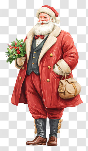 Christmas Santa Claus - Santa Claus In Red Suit With Gifts Transparent PNG