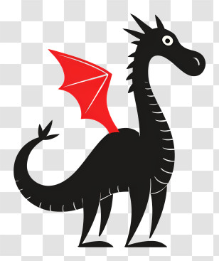 Dragon Logo - Black Dragon With Red Wings Transparent PNG
