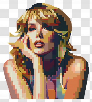 Pixel Taylor Swift - Pixelated Woman Portrait In Art Style Transparent PNG