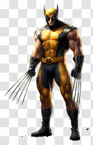 Wolverine - Strong Superhero In Yellow And Black Costume Transparent PNG