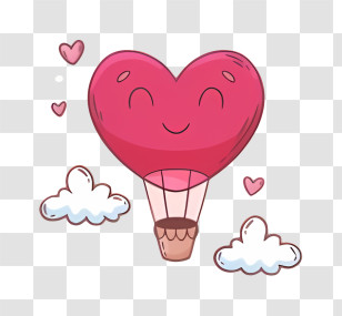 Heart Shaped Hot Air Balloon - Cute Heart Hot Air Balloon Transparent PNG