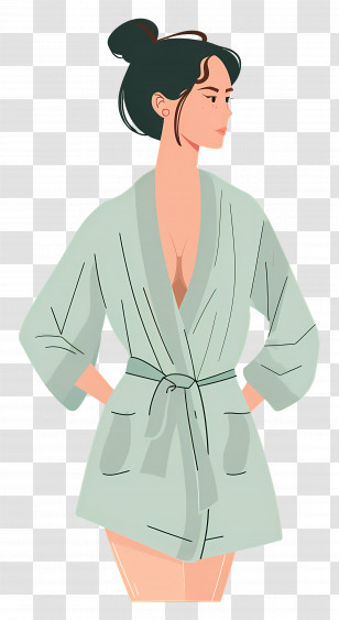 Woman In Bathrobe - Woman In Green Bathrobe Transparent PNG