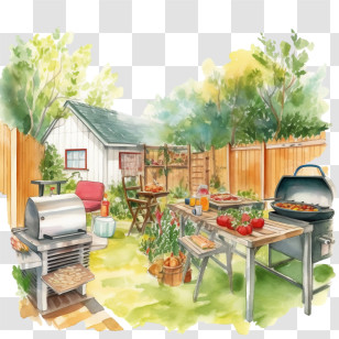 Barbecue - Backyard Barbecue With Outdoor Cooking Transparent PNG