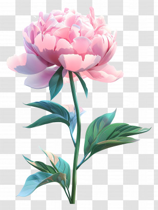Pink Peony - Pink Peony Flower In Full Bloom Transparent PNG