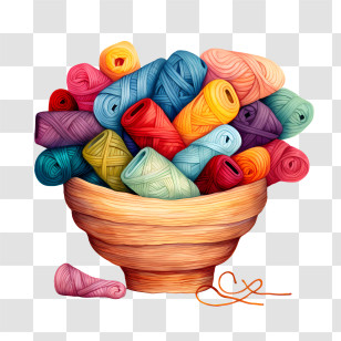 I Love Yarn Day - Basket Of Colorful Yarn Balls Transparent PNG