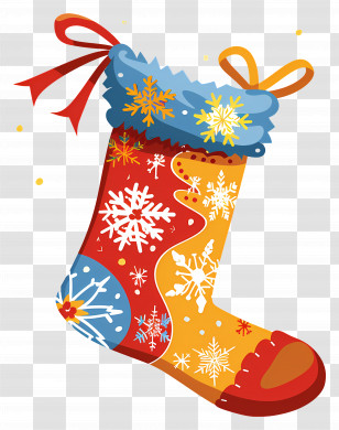Christmas Socks - Colorful Christmas Stocking With Snowflakes Transparent PNG