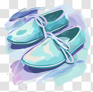 Watercolor Shoes - Blue Shoes With Laces Transparent PNG