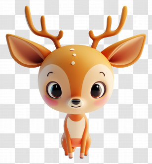 3d Deer - Cute Cartoon Deer Transparent PNG
