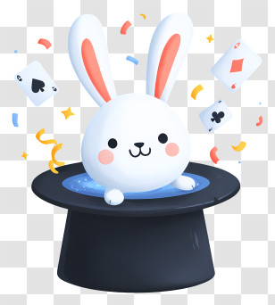 Magic Hat And Rabbit Surprise - Magic Bunny In Top Hat Transparent PNG