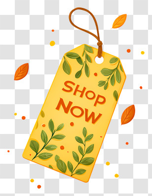 Shop Now Coupon Tag - Shop Now Leafy Tag Transparent PNG