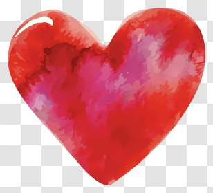 Cartoon - Red Watercolor Heart Illustration Transparent PNG
