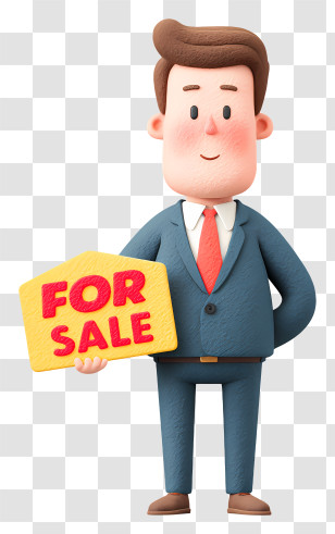 Businessman Holding Sale Sign - Businessman Holding For Sale Sign Transparent PNG