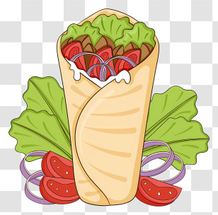 Shawarma Wrap - Delicious Shawarma Wrap With Fresh Vegetables Transparent PNG