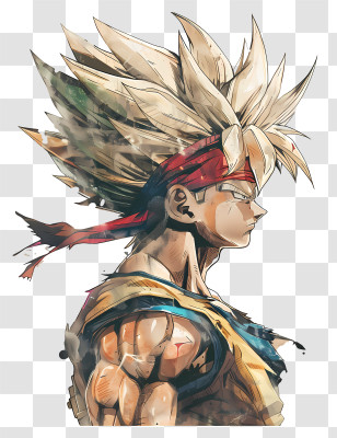 Dragon Ball Bardock - Manga-Style Warrior With Headband And Bold Pose Transparent PNG