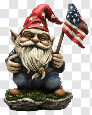 Gnome - Patriotic Gnome Holding American Flag Transparent PNG