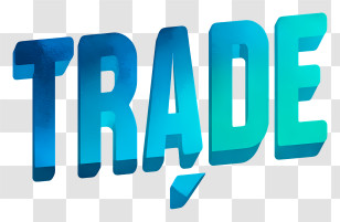 Trade Logo - 3D Blue 'TRADE' Wordmark Transparent PNG