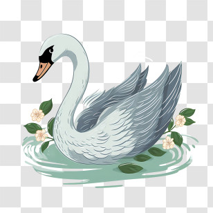 Swan - Swan Gracefully Floating In Water Transparent PNG