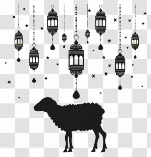 Eid Al Adha - Eid Lanterns With Sheep Silhouette Design Transparent PNG