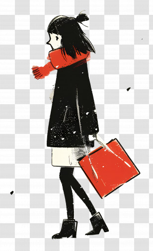 Woman With Shopping Bag - Woman With Shopping Bag Illustration Transparent PNG