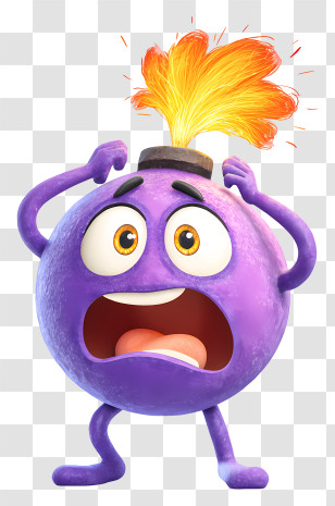 Cartoon Bomb - Exploding Purple Bomb Character Transparent PNG