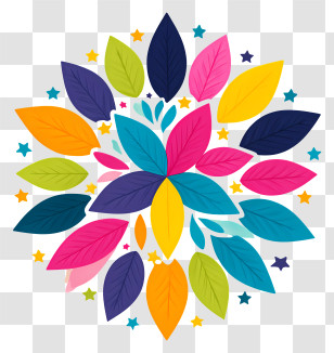 Petals Filling Flower - Colorful Leaves Pattern Design Transparent PNG
