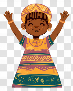 Africa Child Day - Cute Child In Traditional Clothing With Colorful Dress Transparent PNG