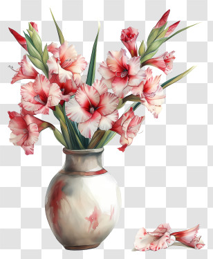 Gladiolus - Gladiolus Flowers In Vase Transparent PNG