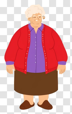 Chubby Grandmother - Elderly Woman In Red Cardigan Transparent PNG