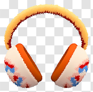 Isometric Style - Orange And White Patterned Earmuffs Transparent PNG