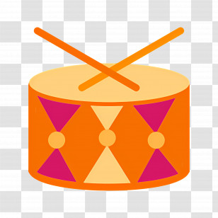 Drum - Orange Drum With Drumsticks Transparent PNG
