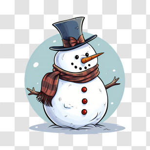 Snowman - Cute Snowman Wearing Hat And Scarf Transparent PNG