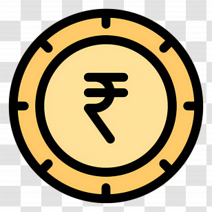 Indian Rupees - Gold Coin With Currency Symbol Transparent PNG