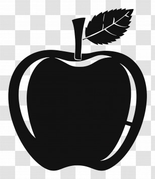 Apple Silhouette - Simple Black Apple Icon With Leaf Transparent PNG