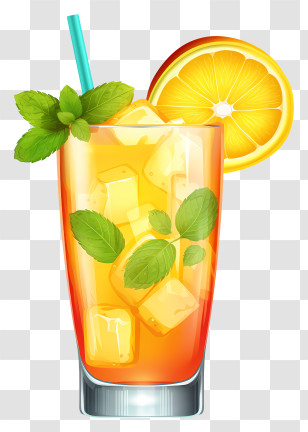 Iced Drink - Refreshing Iced Drink With Orange And Mint Transparent PNG