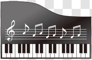 Icon - Piano Keys With Musical Notes Transparent PNG