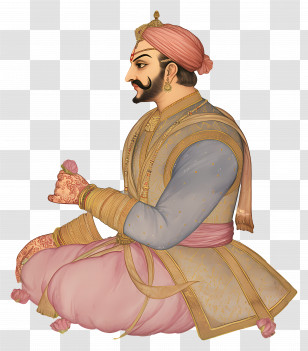 Mughal Emperor - Royal Historical Figure With Flower Transparent PNG