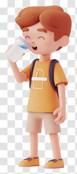 Drinking Water - Boy Drinking Water With Backpack Transparent PNG