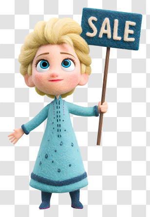 Frozen Elsa Holding Sale Sign - Cartoon Character With Sale Sign Transparent PNG