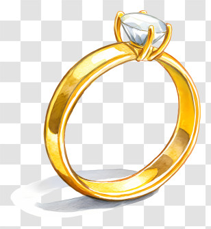 Watercolor Wedding Ring - Elegant Gold Diamond Ring Transparent PNG