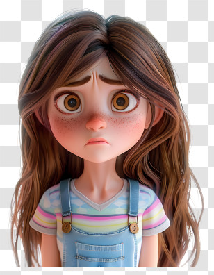 Cartoon Depression - Worried Cartoon Girl Character Illustration Transparent PNG