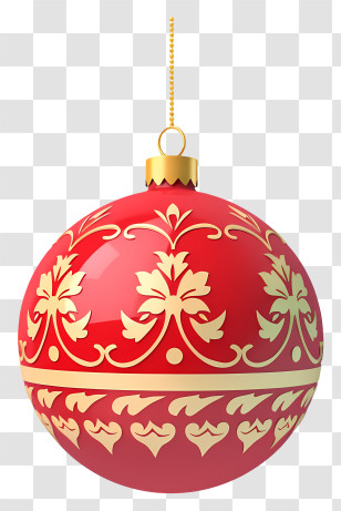 Red Ornament - Elegant Red Christmas Ornament Ball Transparent PNG