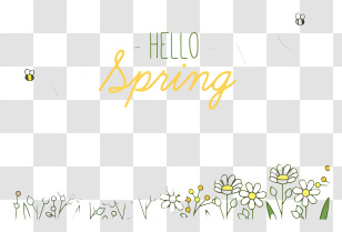 Black Background - Hello Spring With Flowers And Bees Transparent PNG