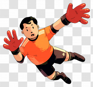 Asian Football Player - Dynamic Goalkeeper Illustration Transparent PNG